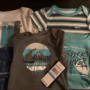Quiksilver Baby Blue and Gray 5 piece Onesie Set